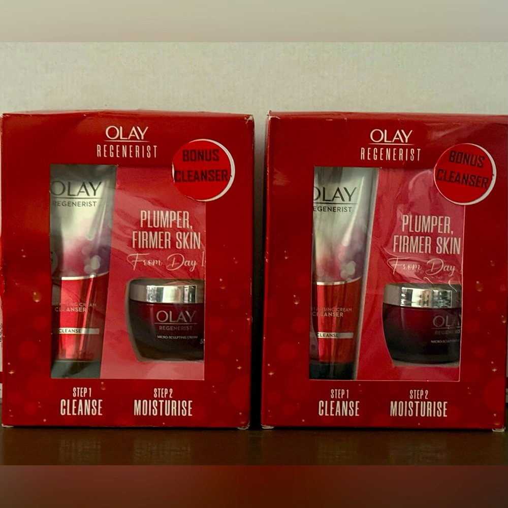 Lot Of 2~Olay Regenerist Micro Sculpting Cream & Revitalizing Cleanser Gift Set